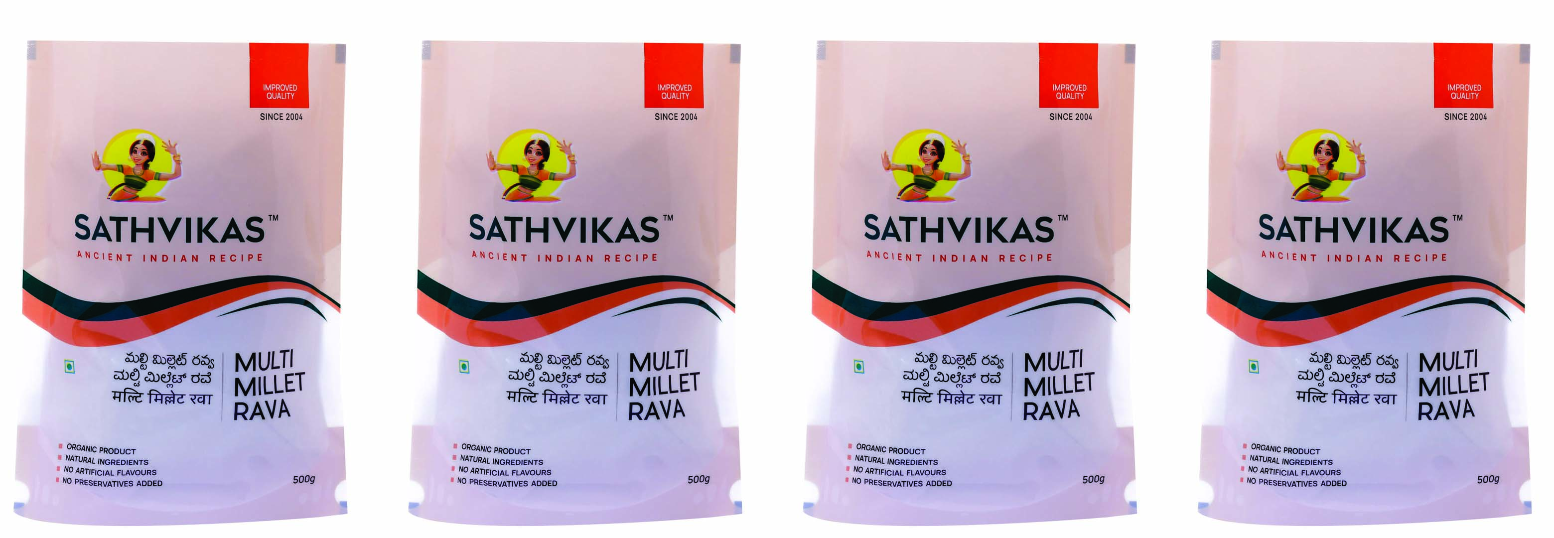 Sathvikas Multi Millets Rava (500 grams) Pack Of 4.